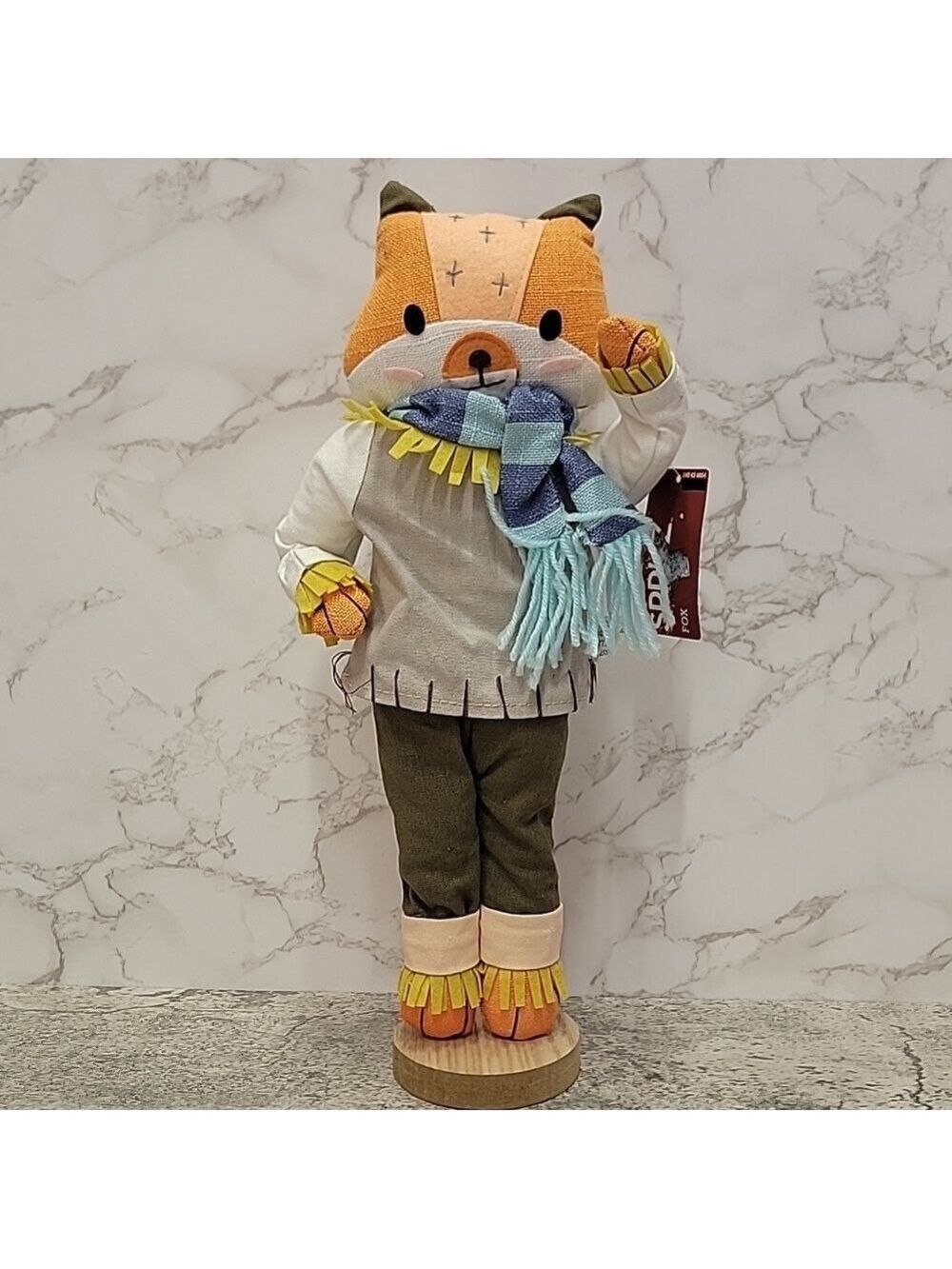 SPRITZ Harvest Scarecrow FOX 16 Inch DECORATIVE Animal Friend with Scarf